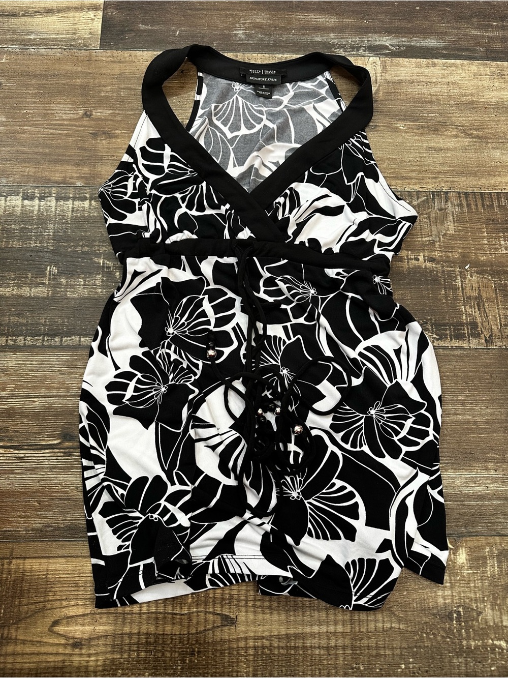 WHBM y2k women’s floral tunic top with deep V-neck Small